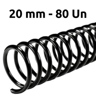 ESPIRAL PARA ENCADERNAÇÃO 20MM, PRETO, PARA 120 FLS, PACOTE C/ 80 UN