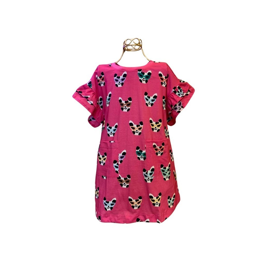 Vestido Fábula Inverno Malha Cãozinho Rosa Shopee Brasil