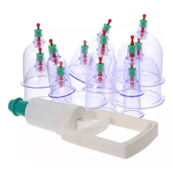 Kit 12 Ventosas Com Bomba Ventosaterapia Massoterapia Chines | Shopee ...