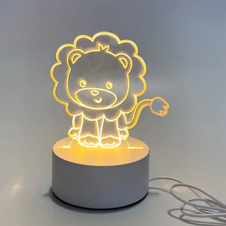 luminária 3D led infantil leão safari