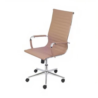 Cadeira Escritório Caramelo / Preto / Branco Presidente Eames Couro 3301 Alta