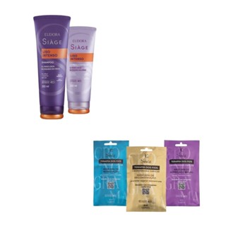 Kit Eudora Shampoo + Condicionador Liso Intenso Cronograma Capilar Máscara Hidratante