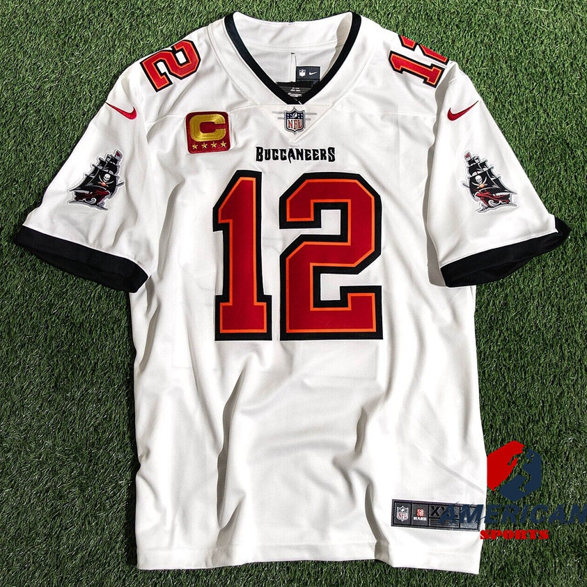 Camisa Tampa Bay Buccaneers 2023 NFL 12 Tom Brady Branco Limitado Camiseta De Futebol Americano Jersey 2024