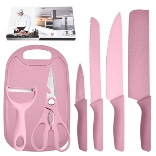 Jogo kit 7 peças facas Tabua Descascador Tesoura Profissional Cozinha- Faqueiro Gourmet Faca de Churrasco