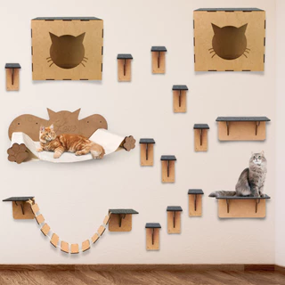 Melhores Playground para Gatos kit Brinquedo 16 Peças Prateleiras Nichos Rede Escadinha Circuito Pet