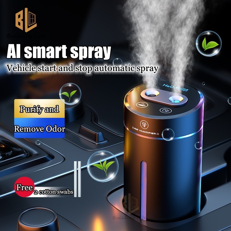 Umidificador De Ar Para Carro De 3 Cores Difusor De Aroma Duplo Com Luz Noturna Bateria