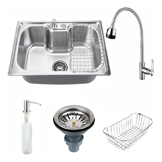 Pia Cuba E Torneira Monocomando Gourmet Aço Inox Cozinha