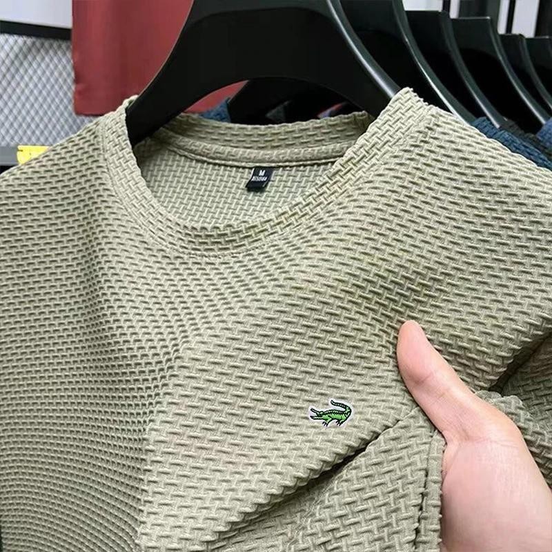 Camiseta De Seda Masculina , top Bordado premium casual Luxuoso , Secagem Rápida high-end