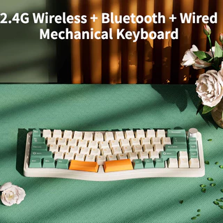 AJAZZ AKS068pro Três Modos RGB Alice Teclado Mecânico Estrutura De Junta De Troca Quente 2.4G Sem Fio Bluetooth VIA Personalizado Jogo De Escritório Meninos
