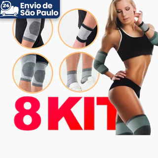 Kit 8 em 1 - Conjunto de Proteção com Par de Joelheiras, Tornozeleiras, Cotoveleiras e Munhequeiras Masculino e Feminino