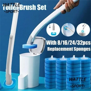 WATTLE Escova De Limpeza Sanitária Descartável , Com Cabeças De Recarga 8/16/24/32 Escovas Higiênicas Plásticas , Montadas Na Parede Porta-Banheiro