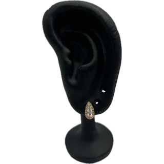 Brinco Semijóia Gota Cravejado Zirconia Cristal Banhado Ouro