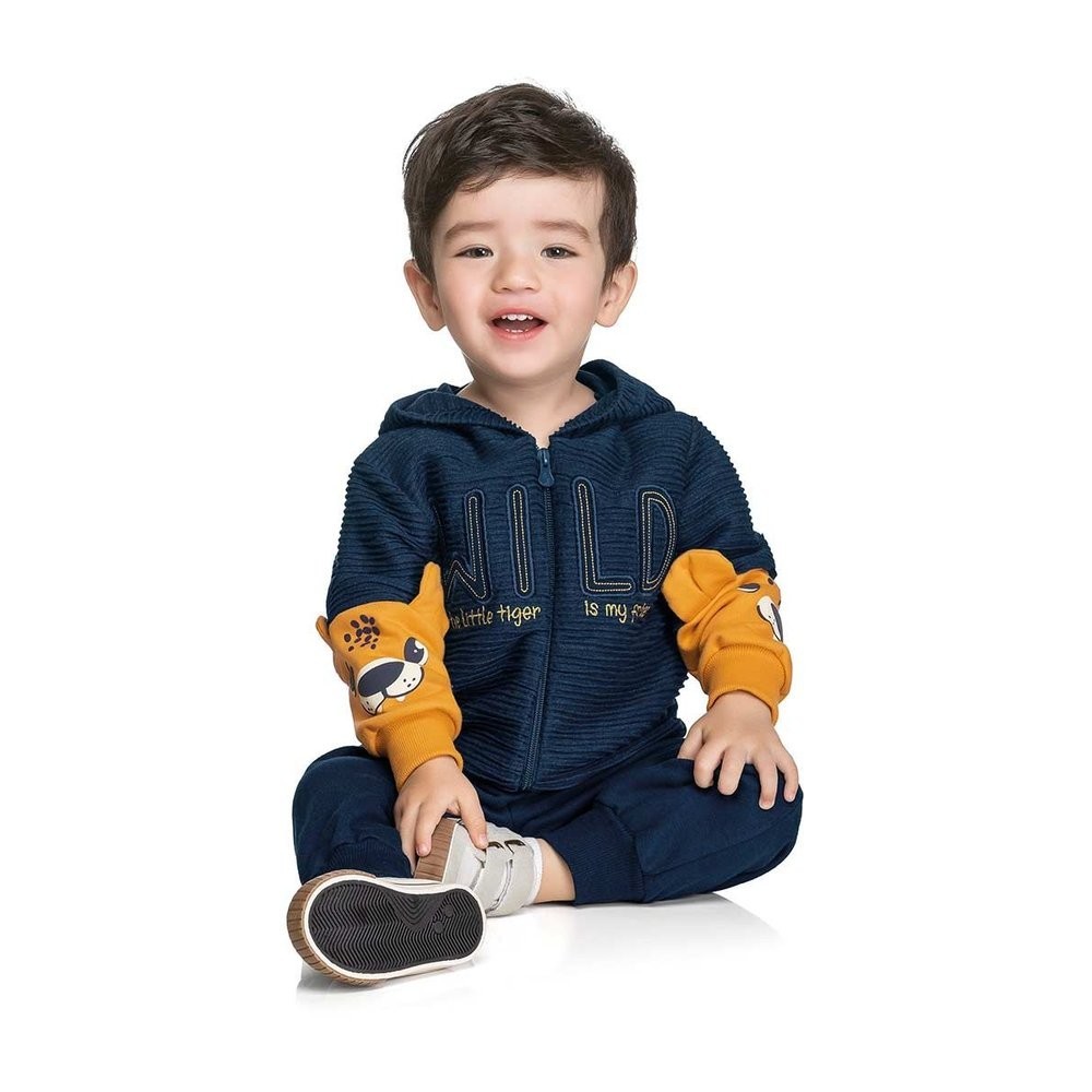 Conjunto Jaqueta e Calça Moletom Menino Wild Bordado Angerô