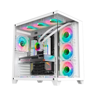 Gabinete Gamer K-mex Aquário CG-W2J1 ATX Ghost Shark White