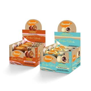 Kit Bombons Zero Recheados Branco E Caramelo Flormel