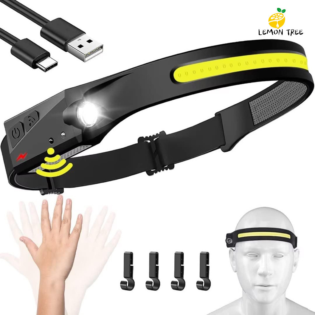 Lanterna de Cabeça Recarregável Led Corpo Motion Camping Torch Light Lamp Com Usb