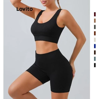 Lovito Sporty Plain Backless Sports Sets for Women LNL46111
