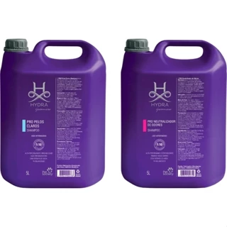 Shampoo Hydra Groomers Pet Society Pelos Claros 5L + Neutralizador de Odores 5L