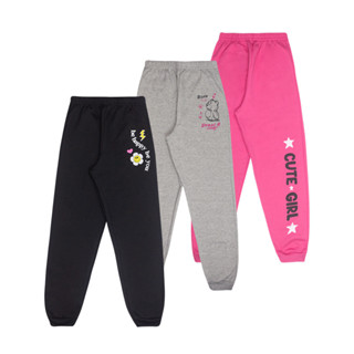 Kit 3 Calça Moletom Felpado Infantil Menina Estampada Inverno