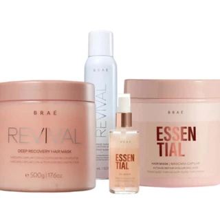 Braé Kit Mascara Revival Essential Oil Blend Intense Completo Salon (4 Produtos)
