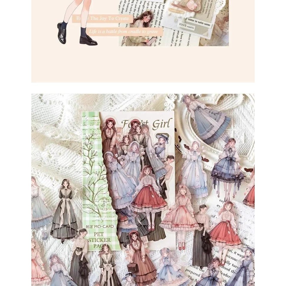 JIANWU 30 Folhas Life Tidbits Série Literary Girl Character Material ...