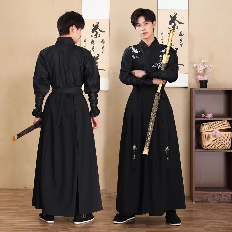 Hanfu Estilo Masculino Chinês Estilo Antigo Estilo Antigo Artes Marciais Espadachim Homens Mais Tamanho Playboy Antigo Traje Preto Dominar Feminino Estudante C