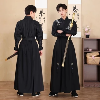 Hanfu Estilo Masculino Chinês Estilo Antigo Estilo Antigo Artes Marciais Espadachim Homens Mais Tamanho Playboy Antigo Traje Preto Dominar Feminino Estudante C