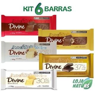 KIT 6 Barras de Chocolate ao Leite Sem Glúten 90g - Divine