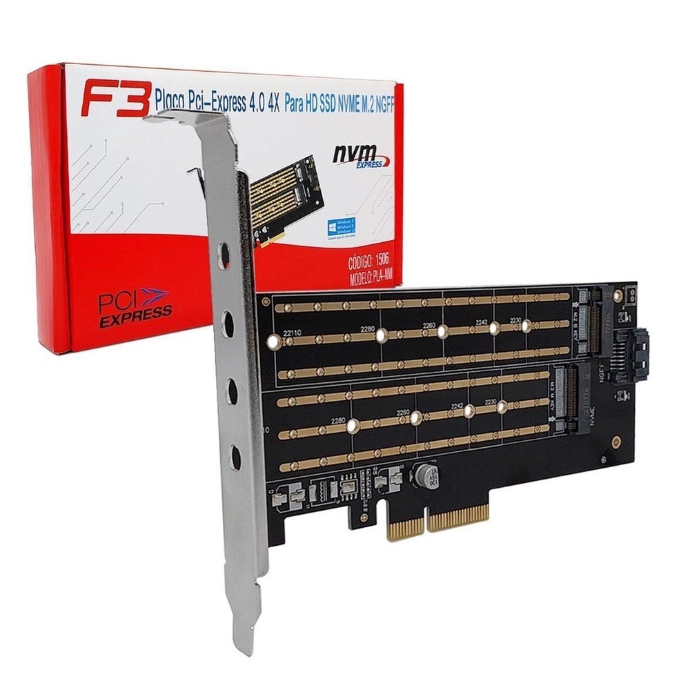 Placa Pci Express 4.0 4X Hd Ssd Nvme M.2 F3 Pla-Nm - 1506