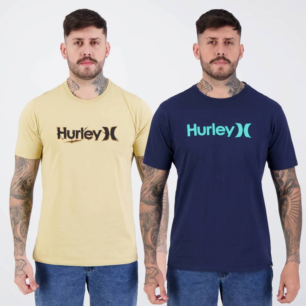 Kit 02 Camisetas Hurley Marinho e Bege