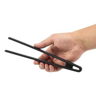 Pinça Pegador Multiuso De Silicone 22cm Preto Oikos Mozcada