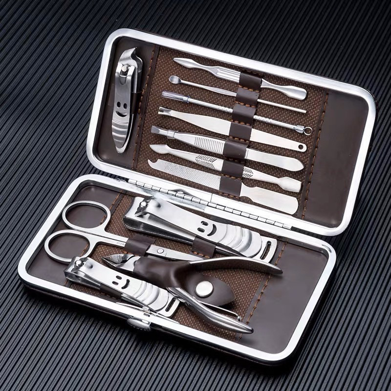 Kit 12 Peças Cortador De Unha Manicure Portatil Estojo Pinca Tesoura