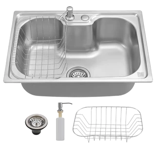 Cuba para cozinha gourmet pia aço inox com acessórios 60x42x21cm