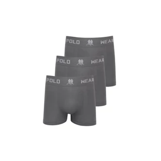 Kit 3 Cuecas Masculinas Microfibra Boxer Polo Wear Cinza Médio