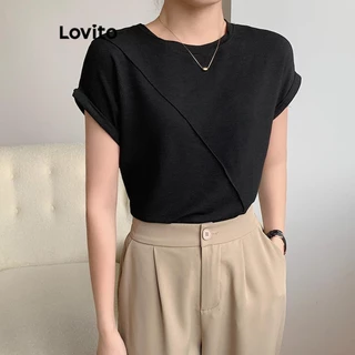 Lovito Camiseta Feminina Casual Com Estrutura Lisa LNE43199