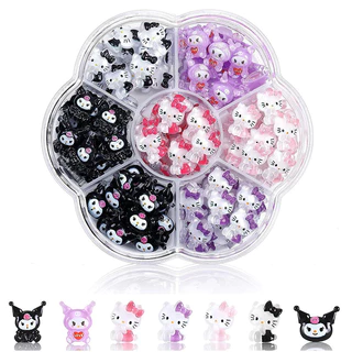 70Pcs Sanrio Nail Charms Kit Kawaii Hello Kitty Kuromi Cinnamoroll Jóias De Unhas Bricolage