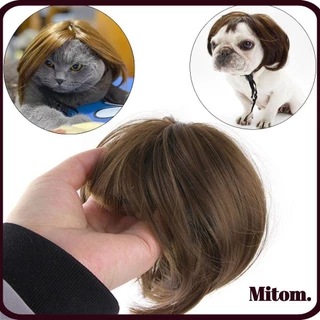 MITOM Perucas Para Animais De Estimação , Cosplay Adereços Fotográficos Acessórios Engraçados A Cabeça Suprimentos Prank Pet Cães Gato Cruzado Pêlo