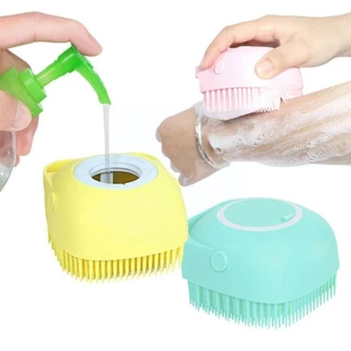 Esponja De Banho Silicone Com Dispenser Massageador Escova Shampoo Sabonete Liquido Infantil Pet Crianças rj em Oferta na Shopee