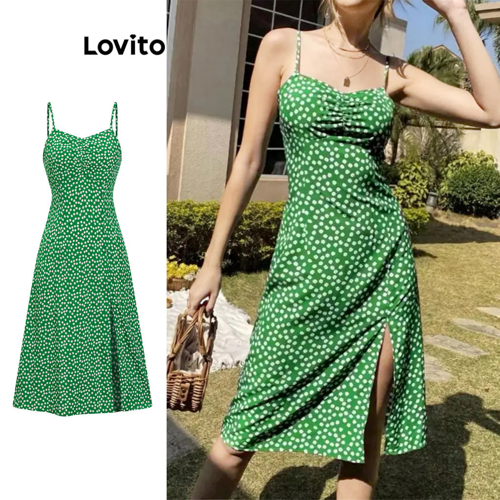 Lovito Vestido Básico com Estampa Floral para Mulheres L77ED332