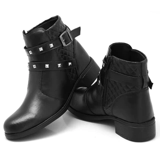 Bota Coturno Feminino Ziper Lateral Preta Elegante e Estilosa Inverno