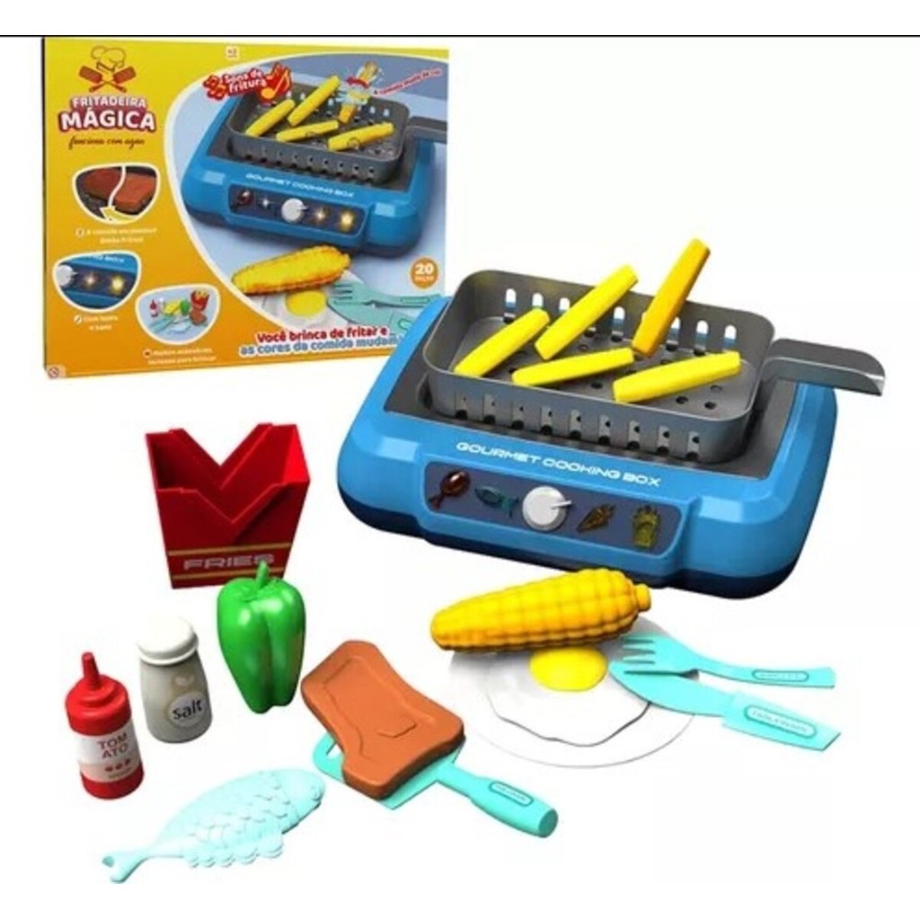 Brinquedo Fritadeira Mágica Com Luz E Som Comidinhas Que Mudam De Cor