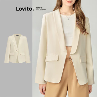 (Lovito Refine) Blazer elegante com bolso falso e botões lisos para mulheres LR1LD046 em Promoção na Shopee (Lovito Refine) Blazer elegante com bolso falso e botões lisos para mulheres LR1LD046