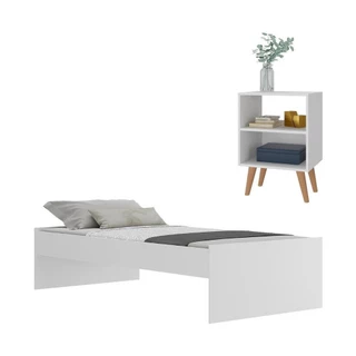 Cama de Solteiro com Mesa de Cabeceira Retrô Multimóveis MP4196