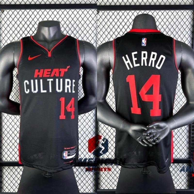 Homens 2023Miami Heat Tyler Herro Black Basketball Jersey