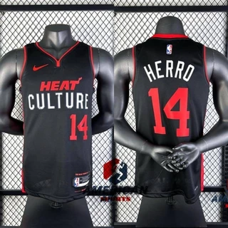 Homens 2023Miami Heat Tyler Herro Black Basketball Jersey