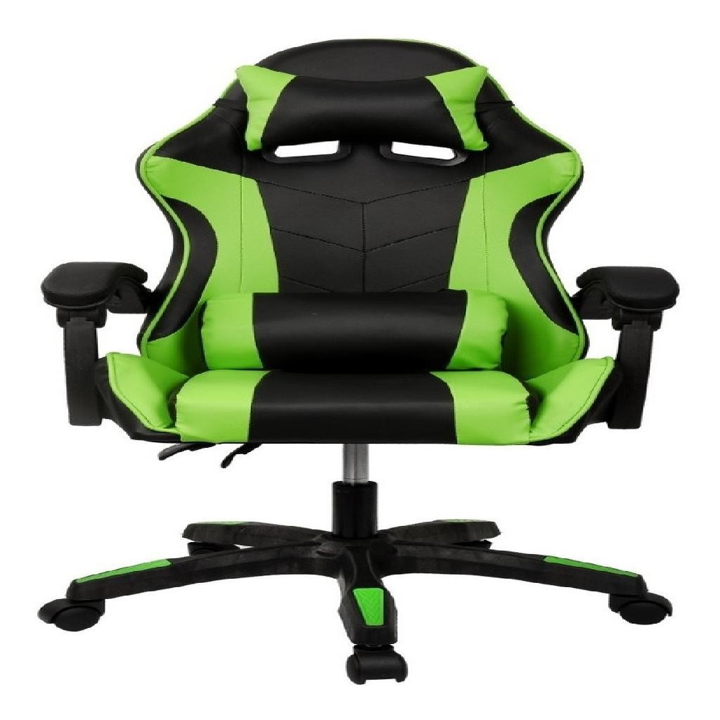 Cadeira Escritório Gamer Ergonômica Reclinável C Massageador Preta/Verde |  Shopee Brasil