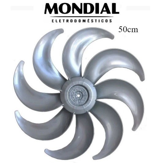 HÉLICE PARA O VENTILADOR MONDIAL 50CM ORIGINAL - 8 PÁS - PRATA
