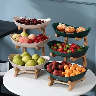 Pratos De Mesa De Cozinha Fruteira Com Pisos Bandejas Divisórias De Bolo De Doce Madeira
