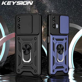 KEYSION Capa À Prova De Choque Para Motorola MOTO G34 5G G24 G04 Do Telefone De Suporte Da Lente Câmera Deslizante G42