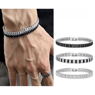 JIONS Novo Pulseira De ZircãO De AçO De TitâNio Masculino Europeu E Americano Hip Hop AçO InoxidáVel Masculino E Feminin